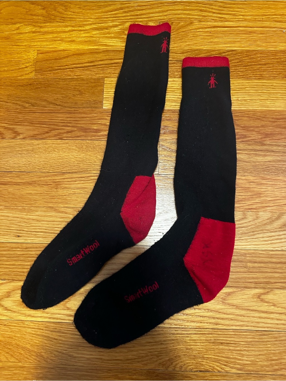 Smartwool Black Crew Socks Unisex with Red Accents